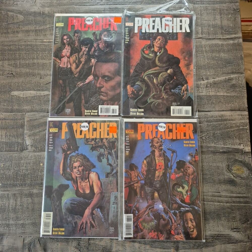 Vintage 1997-98 DC Vertigo Preacher Comic Books No. 31, 32, 33, 38 Garth Ennis